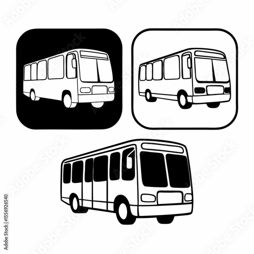 Bus icons on white background transportation public transport
