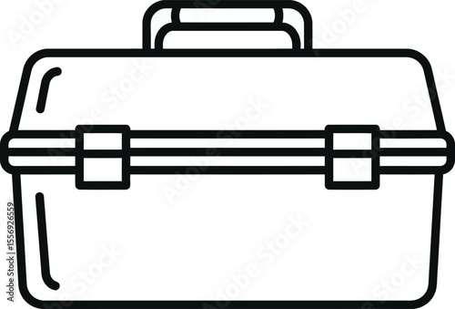 Simple black and white illustration of a closed toolbox with a handle.