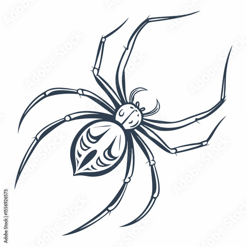 Stylized Dark Blue Spider with Intricate Legs arachnid insect