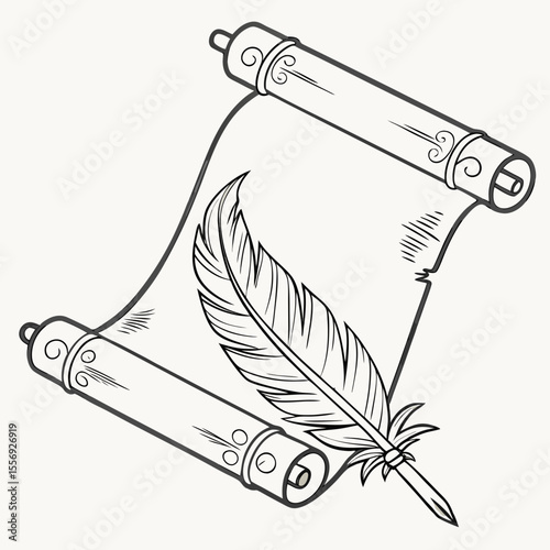 Ancient scroll and quill pen writing instrument history
