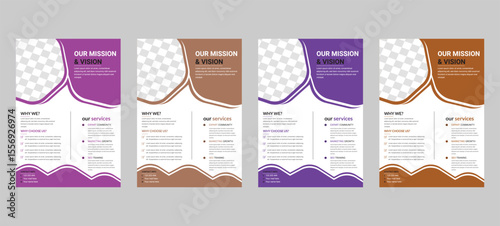 Modern our Mission and Vision Flyer Design flyer template design set, cover modern layout, annual report, poster, flyer in A4 with colorful business proposal, promotion, advertise, cover