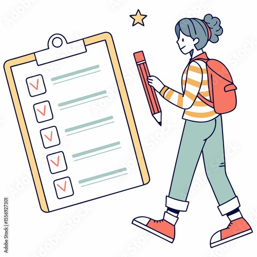 Person with checklist and pencil student education