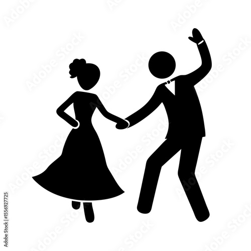 Elegant couple dancing in silhouette on white background married couple celebration