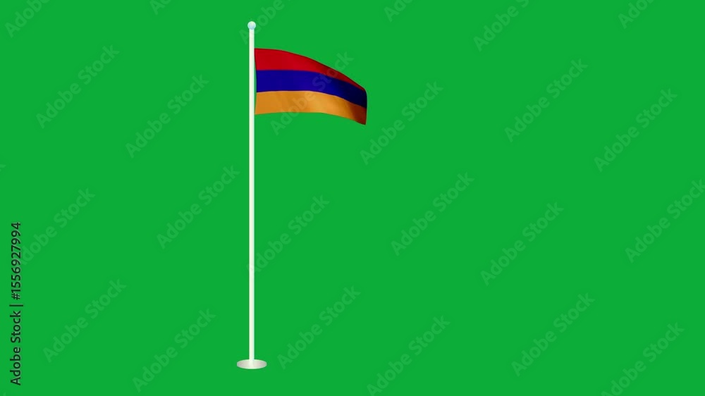 ARMENIA flag. ARMENIA flag video. Flag of ARMENIA Waving in the wind, video, mp4, waving in the Sky, Green screen flag, national flag of the country.