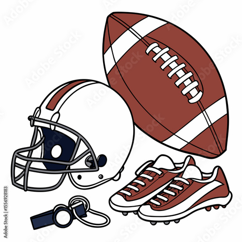 Football gear helmet shoes whistle american football cleats