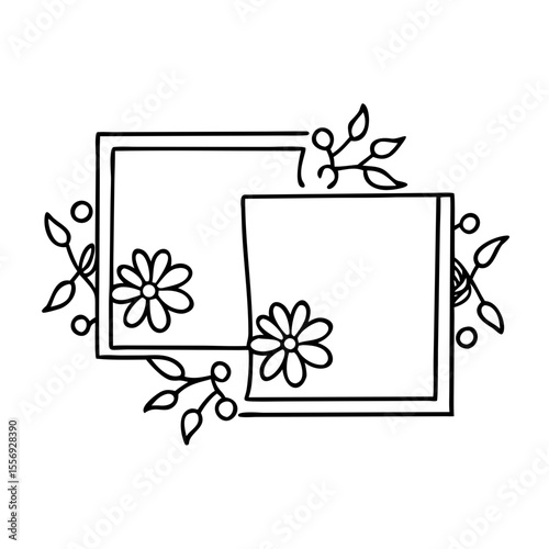 Couple embracing within a floral frame embrace border