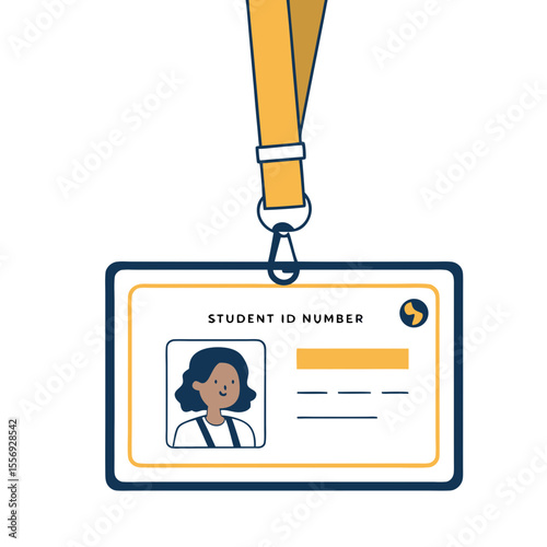 Student identification card with portrait and lanyard school