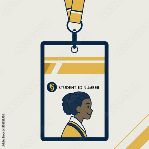 Student identification card with portrait and lanyard school