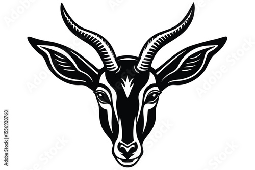 Gradient line illustration showcases a majestic antelope head with detailed horns against a white background