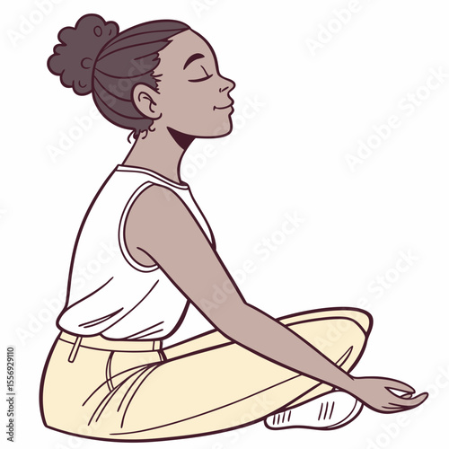 Woman meditating in lotus pose serene and tranquil yoga