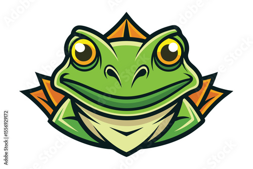 Monochrome frog illustration the creature sits attentively atop some leaves within its habitat