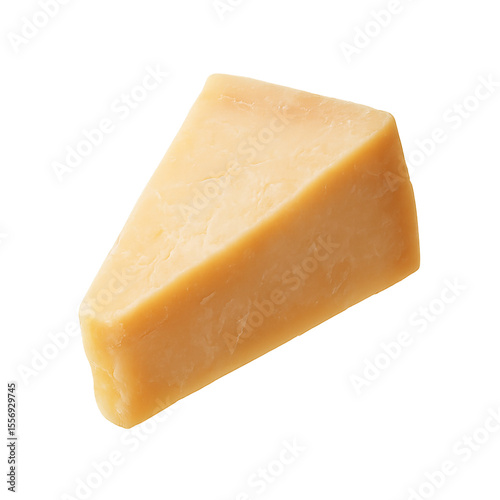 Wedge of firm cheese with crumbly surface, sharp and flavorful