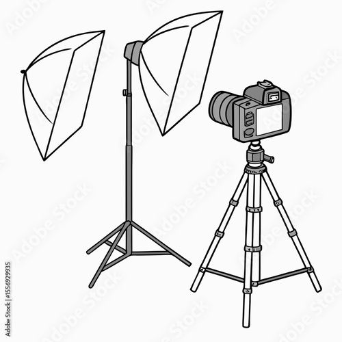 Camera tripod with studio lights lighting equipment photography