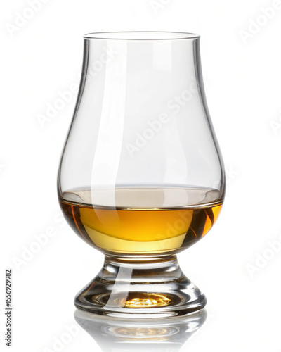 A Glencairn whisky glass, high-resolution, isolated on a clean white background, realistic lighting and reflections, transparent PNG format, no shadows, studio-quality image.