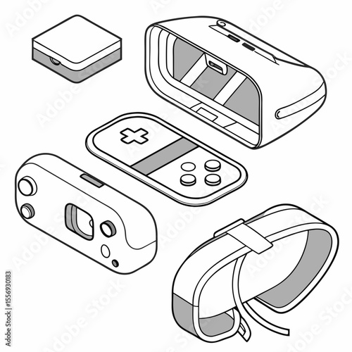 Virtual reality headset and controllers disassembled vr headset gaming