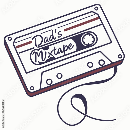 Vintage cassette tape with handwritten mixtape label and tape retro audio