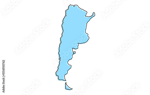 A simple stylized map of the country of Argentina