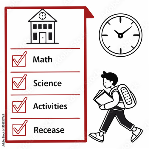 School timetable with student and clock math