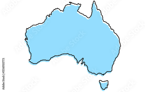A simple stylized map of the country of  Australia