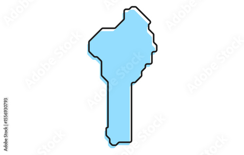 A simple stylized map of the country of Benin