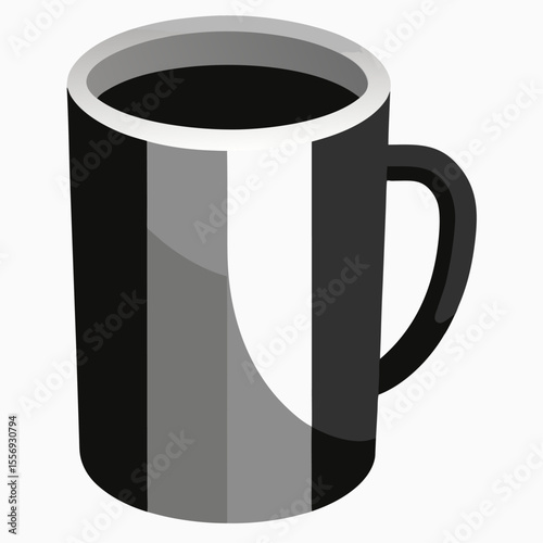 vector  of a single black and white coffee-mug
