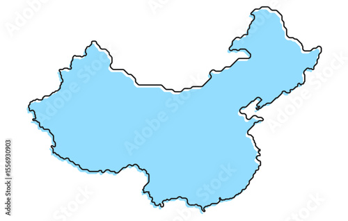 A simple stylized map of the country of China