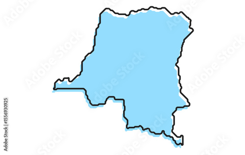 A simple stylized map of the country of Democratic Republic of the Congo