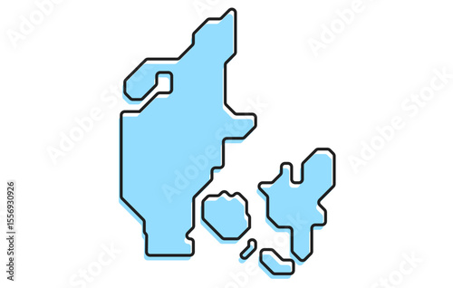 A simple stylized map of the country of Denmark