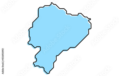 A simple stylized map of the country of Ecuador