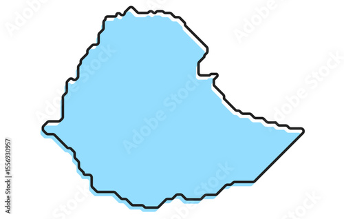 A simple stylized map of the country of Ethiopia