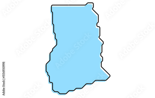 A simple stylized map of the country of Ghana