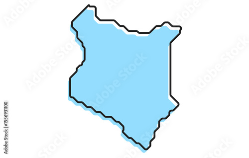A simple stylized map of the country of Kenya