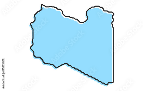 A simple stylized map of the country of Libya