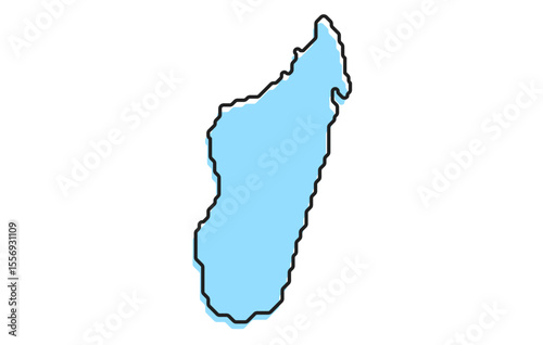 A simple stylized map of the country of Madagascar