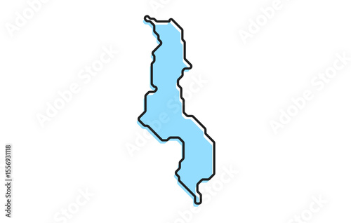 A simple stylized map of the country of Malawi