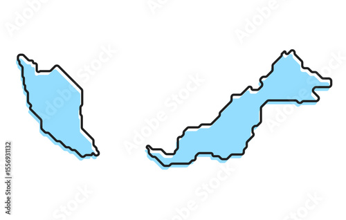 A simple stylized map of the country of Malaysia