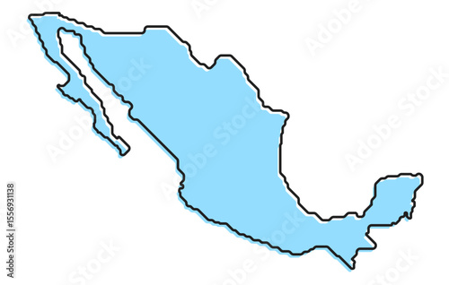A simple stylized map of the country of Mexico