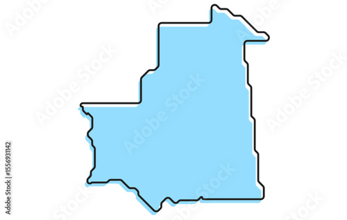 A simple stylized map of the country of Mauritania
