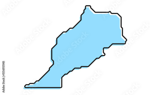 A simple stylized map of the country of Morocco