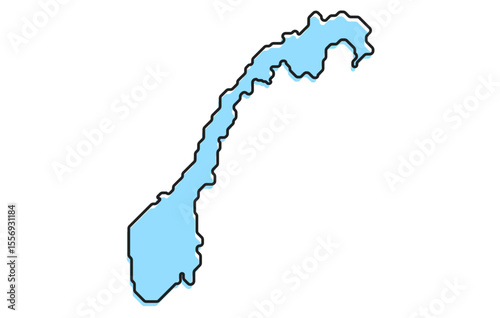 A simple stylized map of the country of Norway