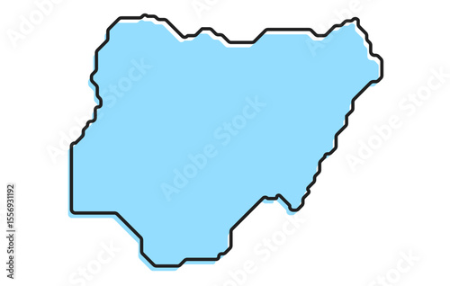 A simple stylized map of the country of Nigeria