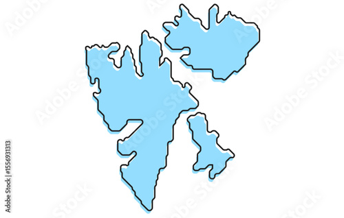 A simple stylized map of the country of Svalbard