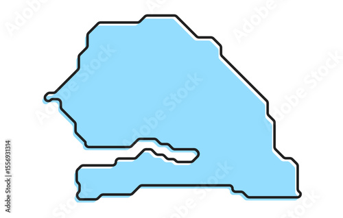 A simple stylized map of the country of Senegal