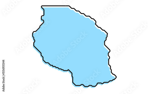 A simple stylized map of the country of Tanzania