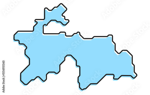 A simple stylized map of the country of Tajikistan
