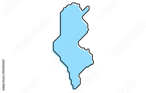 A simple stylized map of the country of Tunisia