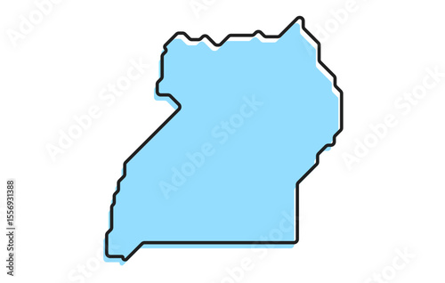 A simple stylized map of the country of Uganda