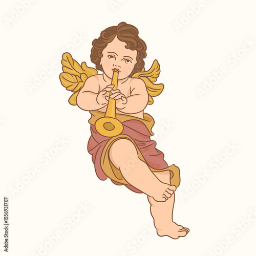 Cute angel playing music