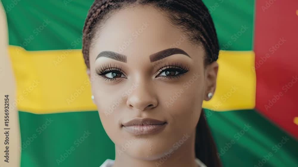 Caucasian female doctor wearing mask in front of Ghana flag promoting health and cultural awareness, flag of ghana over caucasian female doctor in face mask