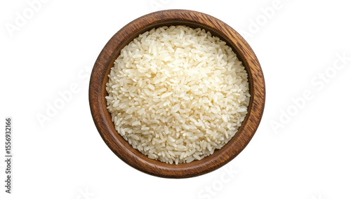 Wooden bowl filled with uncooked white rice (4)